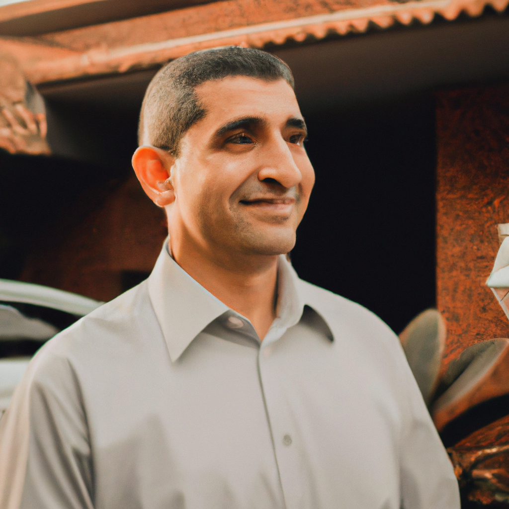 Cliente executivo sorrindo em frente a casa